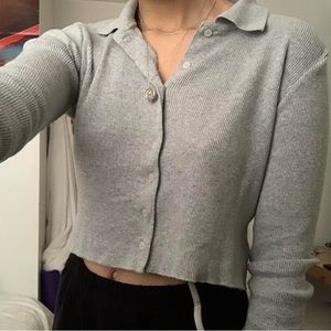 grey long sleeve cropped caroline top